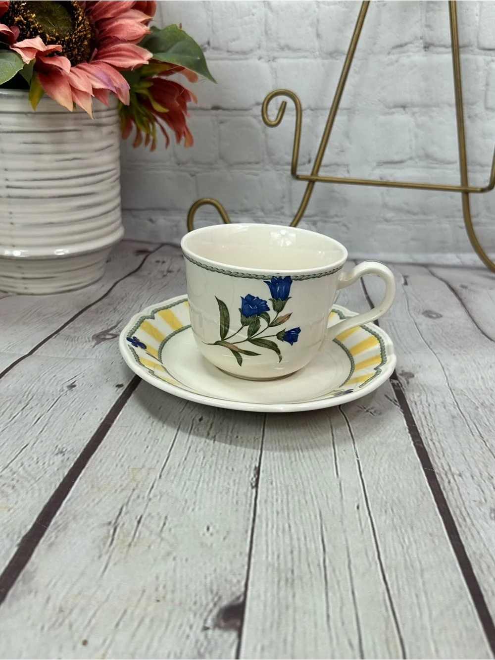 vtg Noritake Summer Estate (Ireland) flat cup & saucer cottage coastal grandma